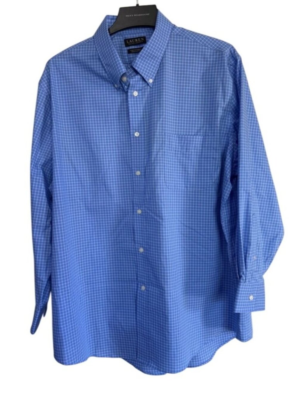 Lauren Ralph Lauren Men's Button Down Dress Shirt UltraFlex Blue Sz 18 32/33 2XL